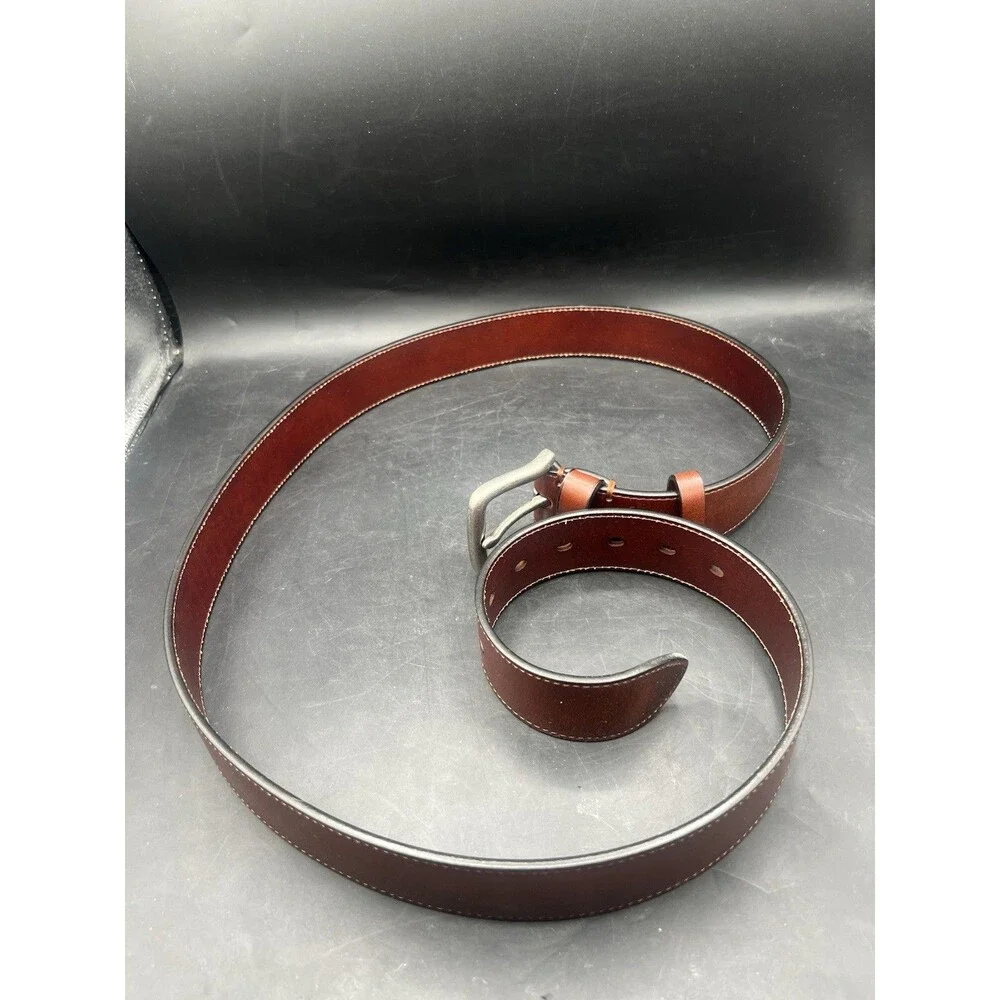 WOLFANT Mens Italian Full Grain Leather Belt Brown XL 55” New in Box